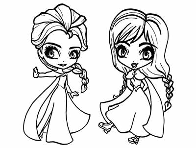 Princess Elsa and Anna Frozen Coloring Pages