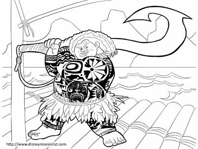 Maui and Hook Coloring Pages