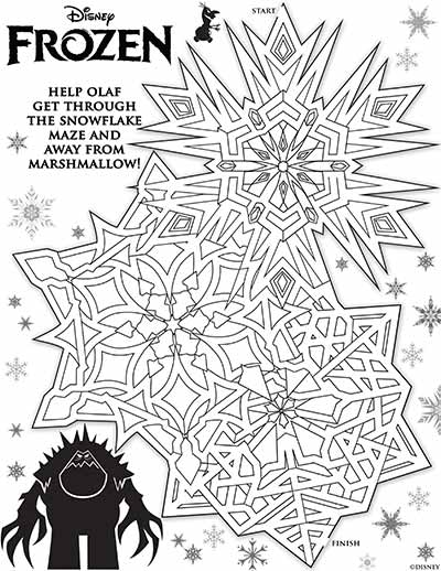 Olaf Maze Coloring Pages from Frozen