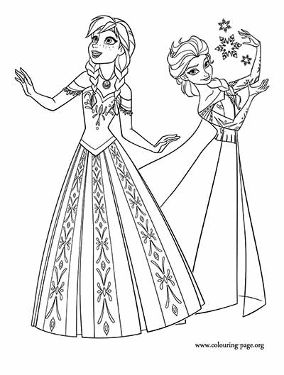Anna and Elsa Frozen Coloring Pages