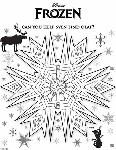 Sven Maze Coloring Pages from Frozen
