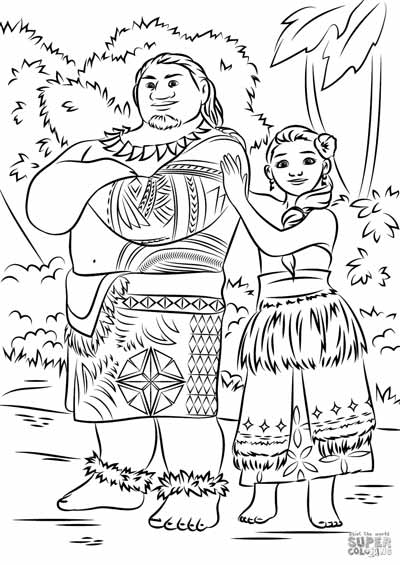 Tui and Sina Coloring Pages from Moana