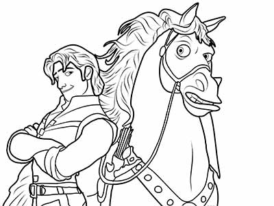 Flynn Rider Maximus Coloring Pages from Tangled