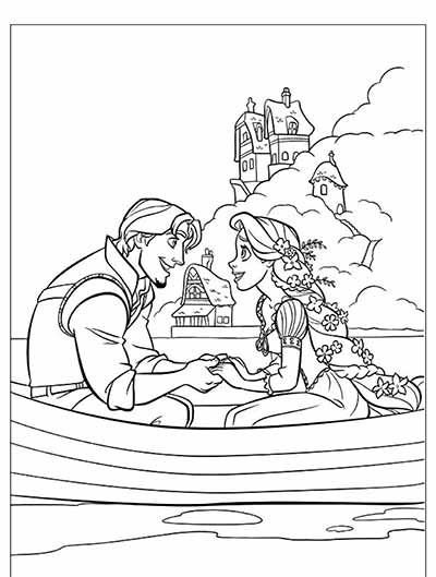 Rapunzel and Flynn Rider Coloring Pages from Tangled