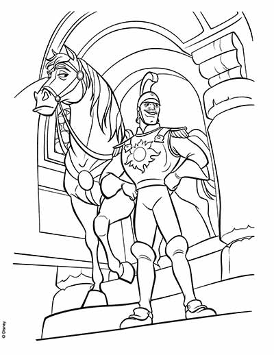 Guard and Horse Coloring Pages from Tangled