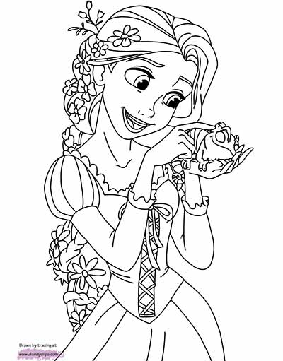 Rapunzel PAscal Coloring Page from Tangled by Disney