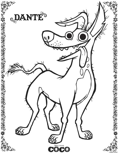 Dante he Dog Coco Coloring Pages from Disney Pixar Movie