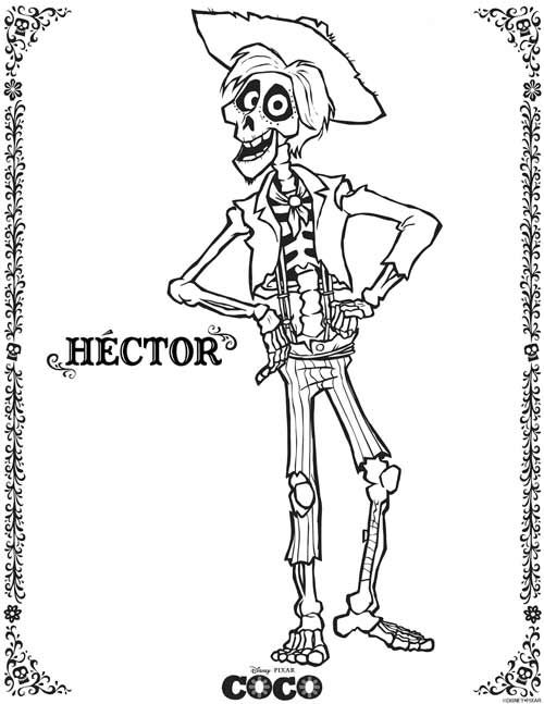 Hector Coco Coloring Pages from Disney Pixar Movie