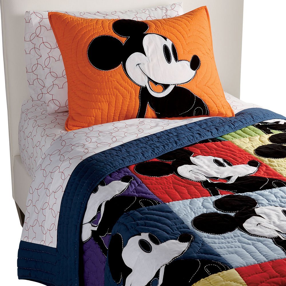 Best Ethan Allen Disney Quilt: Mickey Mouse Color Block