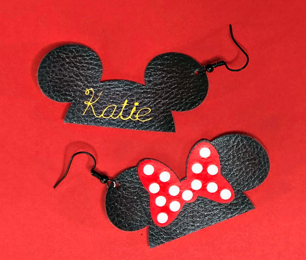Mickey and Minnie Earrings made with Cricut