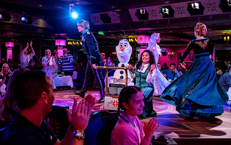Frozen musical experience at Arendelle dining aboard Disney Wish cruise ship