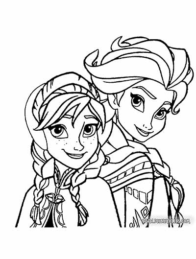 Princess Elsa and Anna Frozen Coloring Pages