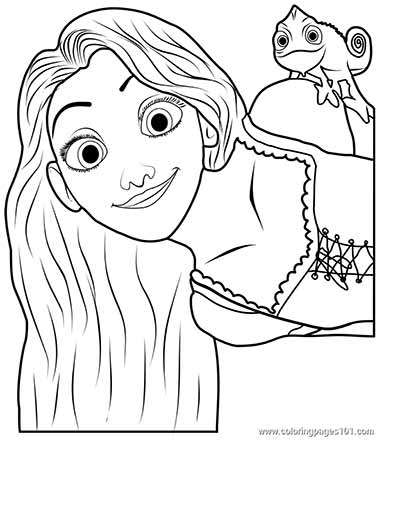 Rapunzel and Pascal Coloring Pages
