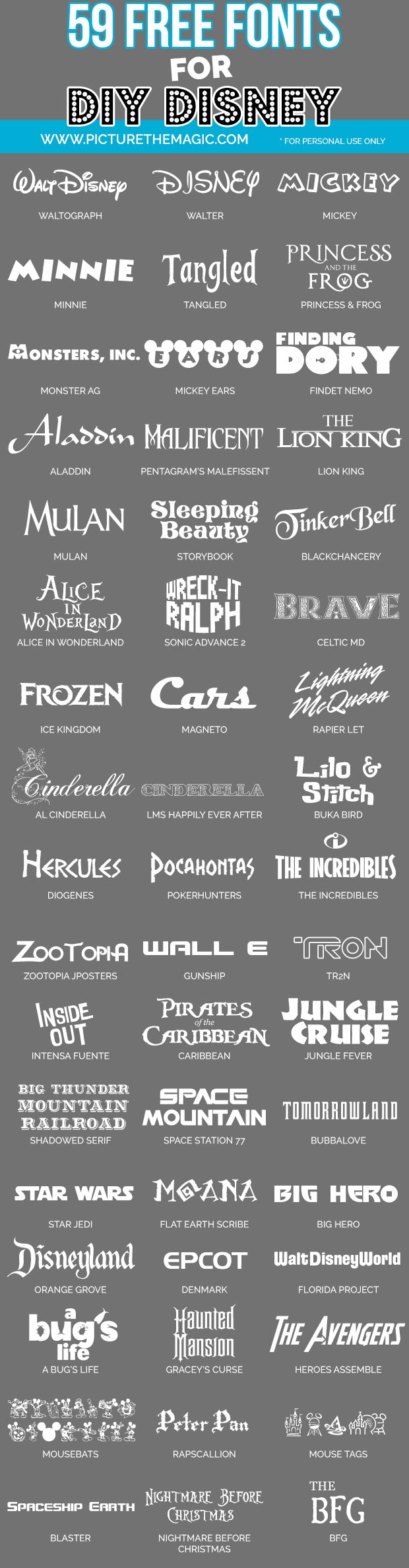 UPDATED] 59 Free Disney Fonts