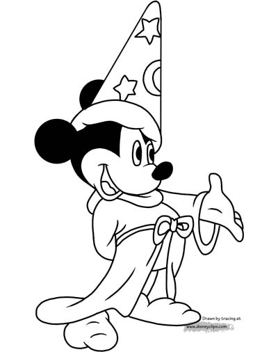 Mickey Mouse Wizard Coloring Pages