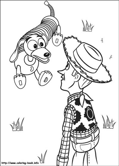 Woody and Slinky Coloring Pages from Toy Story 2