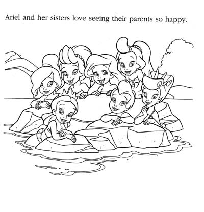 Ariel and Her Sisters Coloring Pages