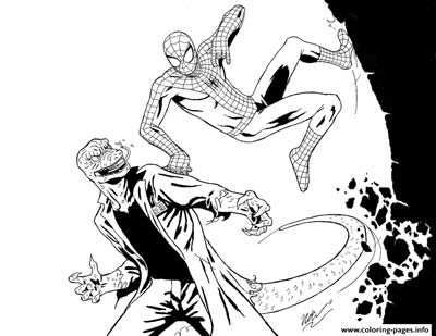 Spiderman VS Lizard Coloring Pages