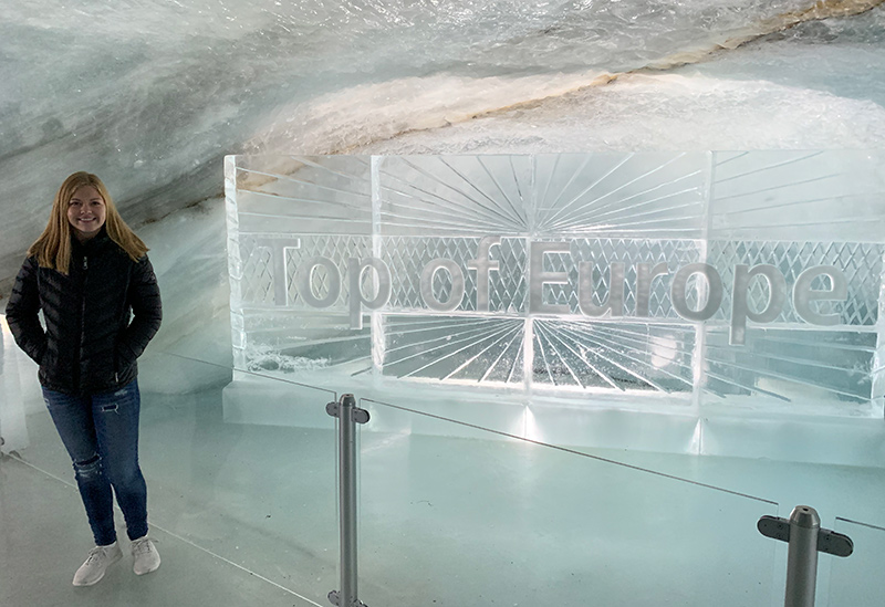 Girl in Ice Palace in Jungfraujoch Switzerland