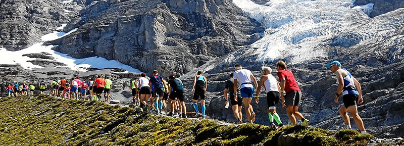 People running the Jungfrau Marathon in Switzerland
