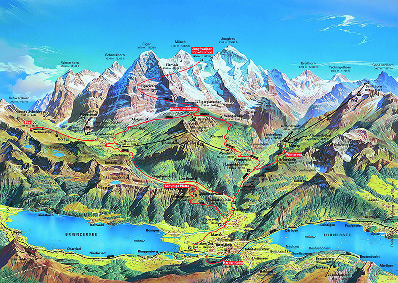 Map of the Jungfrau Region of Switzerland