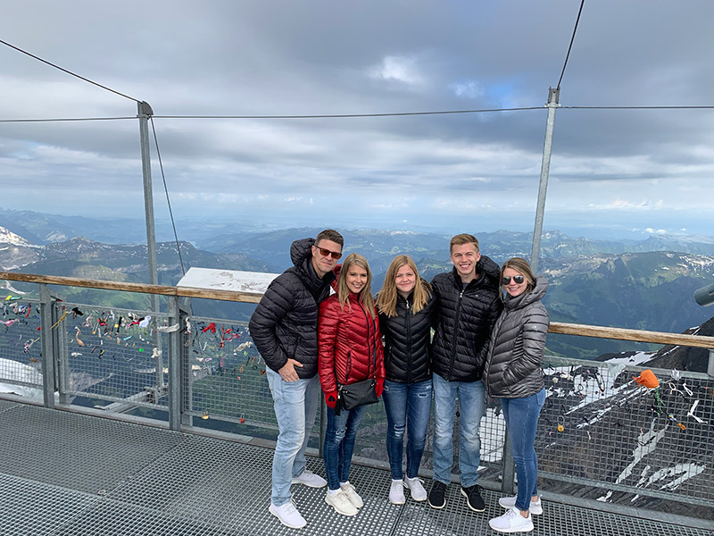 Family at the Sphinx Observatory at Jungfraujoch Top of Europe