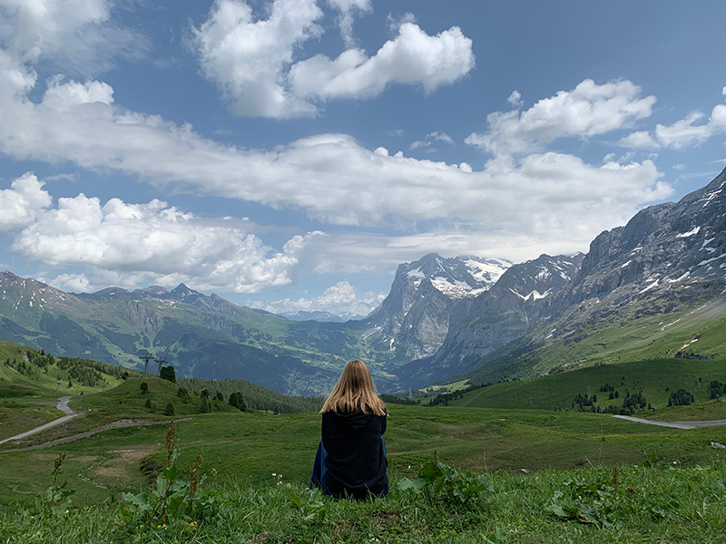 Girl in the Alps in Switzerland