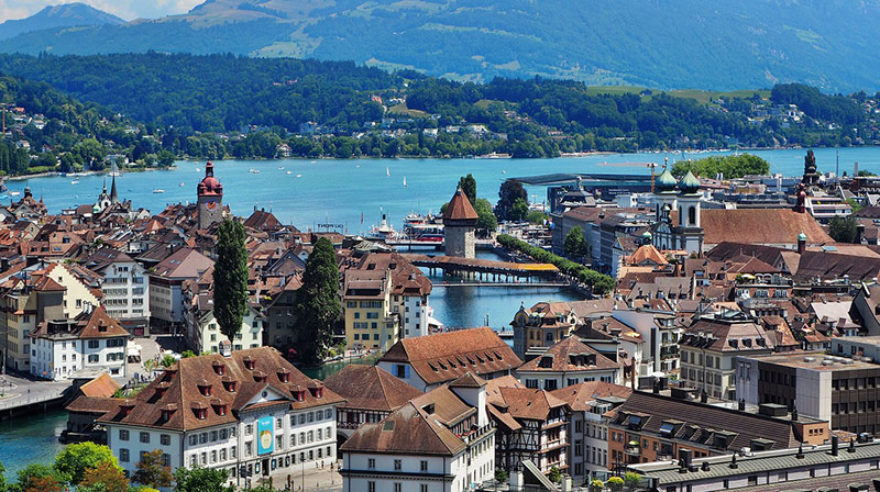 View of Lucerne from Musegg Wall in Switzerland