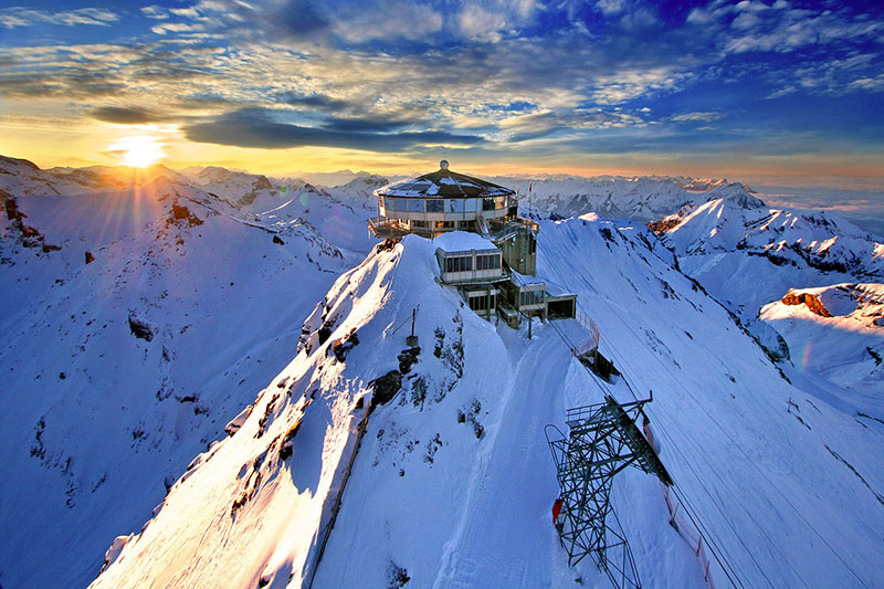 Schilthorn and Piz Gloria in Jungfrau Region of Switzerland