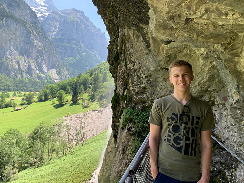 Behind Staubbach Falls at Lauterbrunnen, Switzerland
