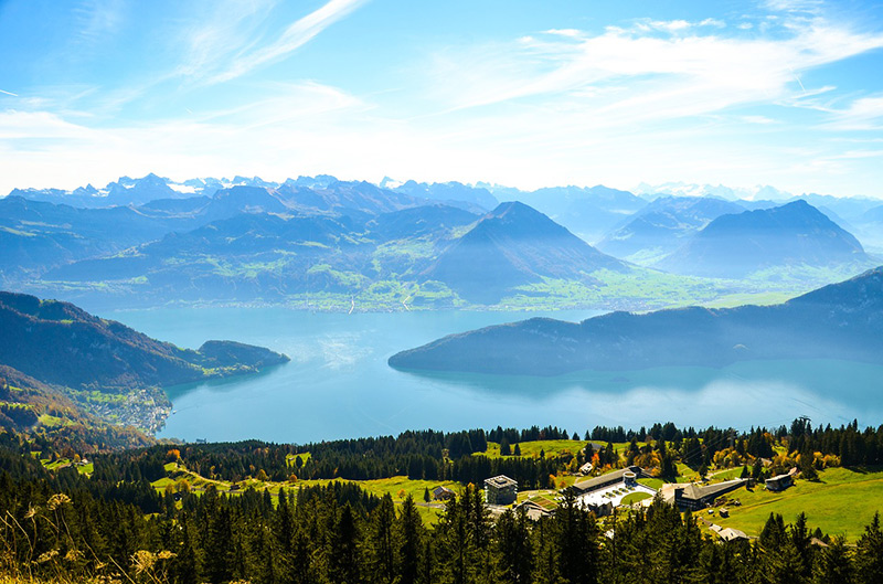View of Lake Lucerne from Mount Rigi in Switzerland