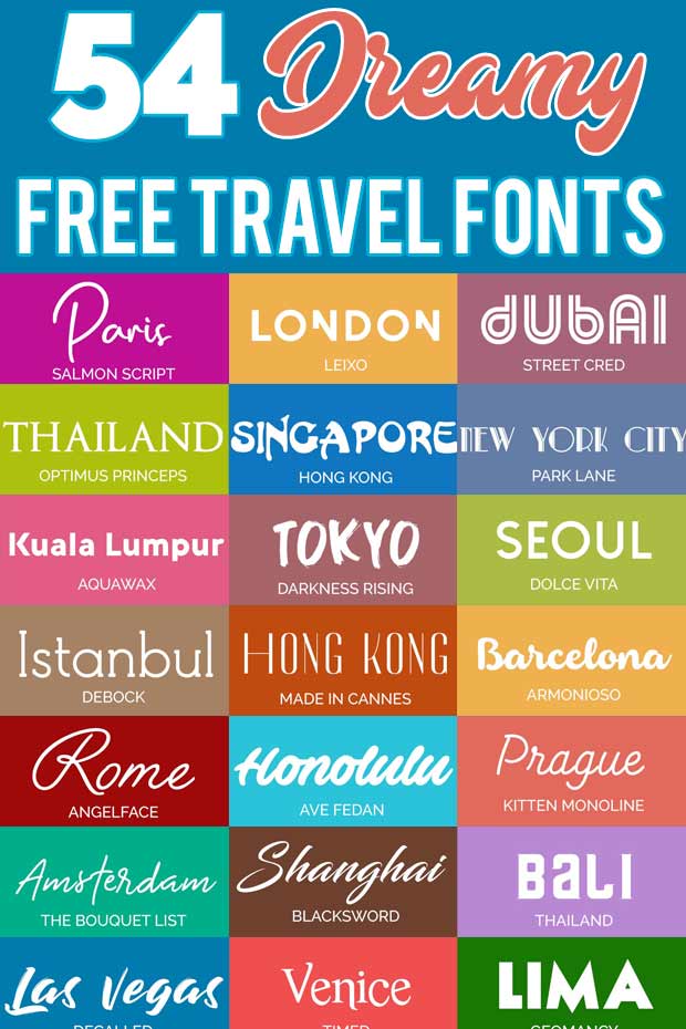 travel free fonts