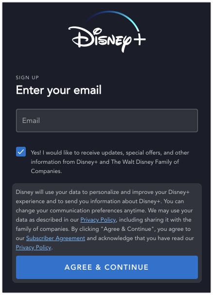 Step 2: Create a free Disney+ account to get a free Disney plus trial