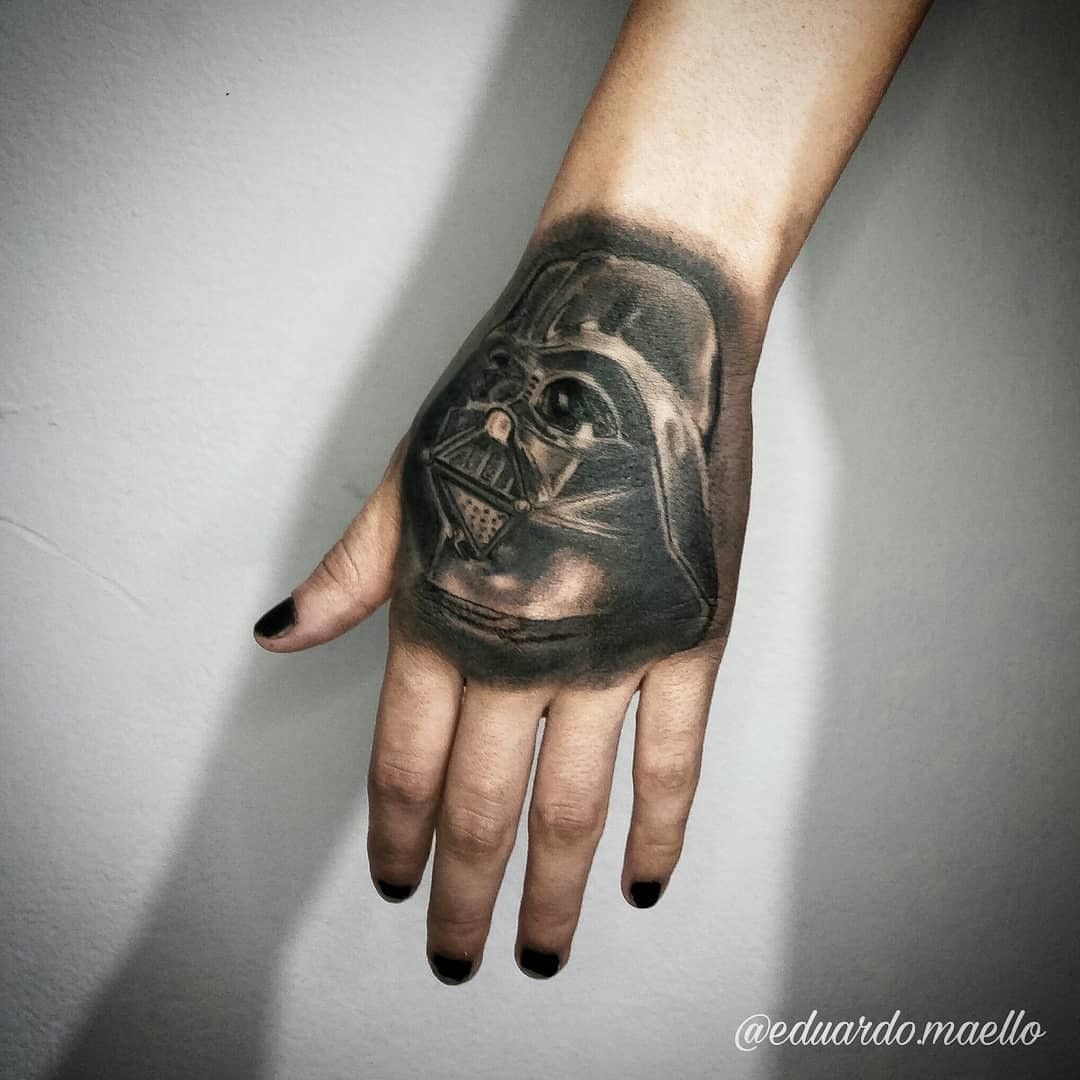 Back of the hand Darth Vader tattoo