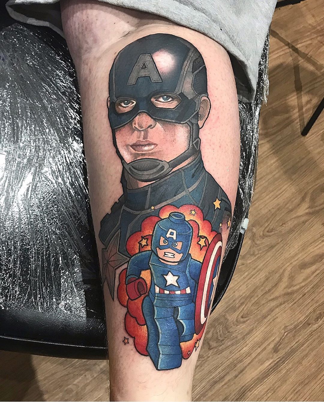 Captain America LEGO tattoo