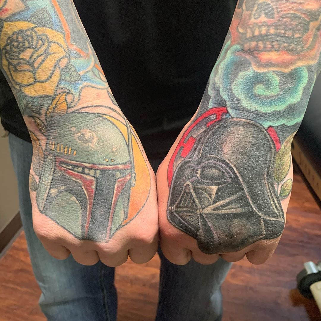 Darth Vader and Boba Fett tattoos