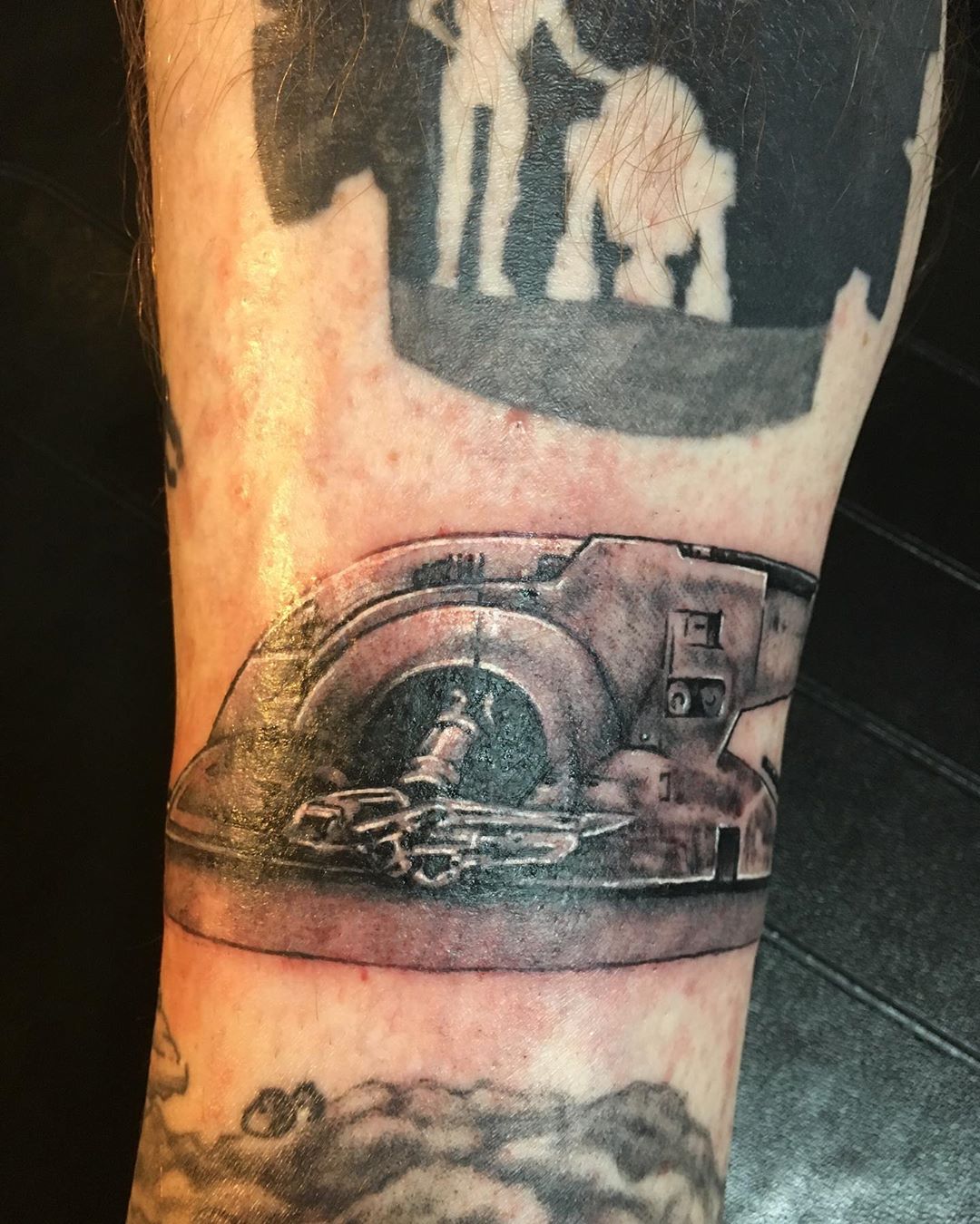 Boba Fett's ship tattoo 