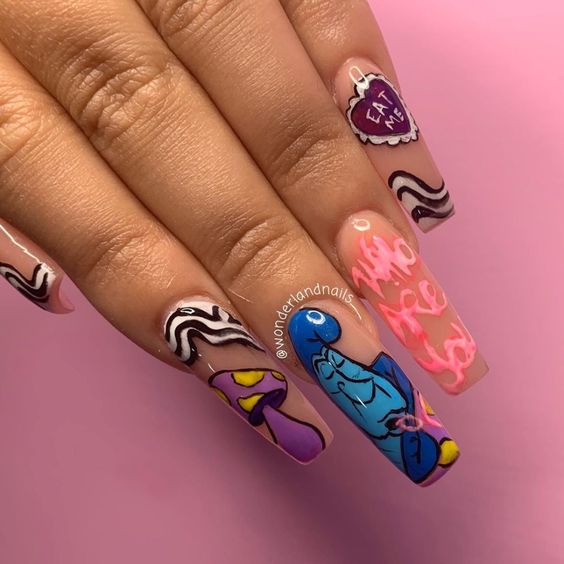 DISNEY PARKS BEAUTIFULLY NAIL APPLIQUES ALICE IN WONDERLAND CHESIRE CAT ALICE 