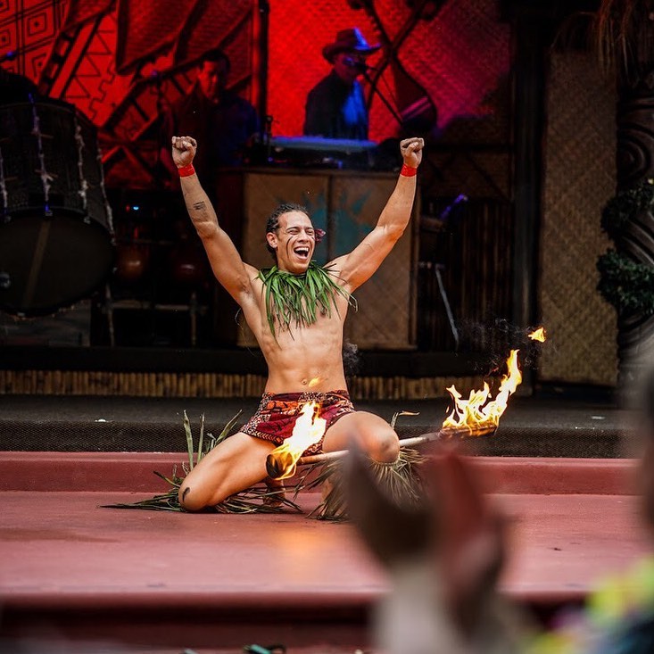 Fire dancer at Spirit of Aloha luau at Polynesian Village Resort