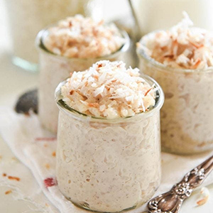 coconut rice pudding in a cup