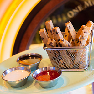 basket of cookie fries and dips