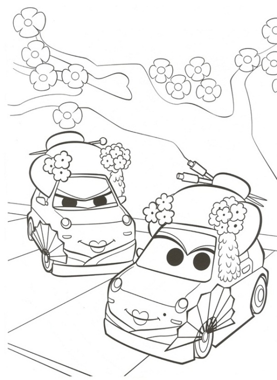 cars under a cherry tree