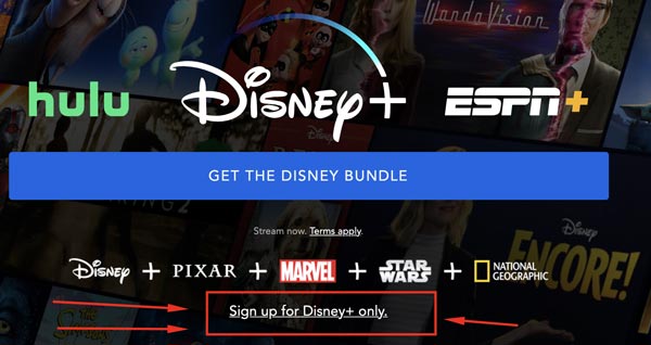 Screen grab: "Sign up for Disney Plus only "