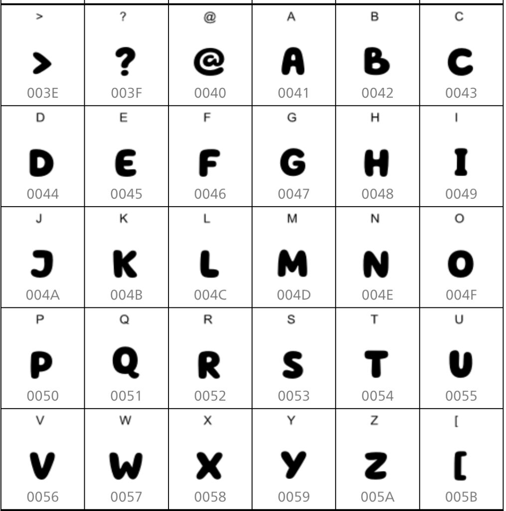 Bluey font alphabet