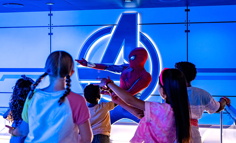 Spiderman on Marvel Academy on Disney Wish